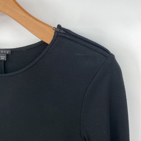 Theory‎ Mimi Q Classical Dress Womens Large Black Quilted Long Sleeve Shift Crew - Picture 7 of 13